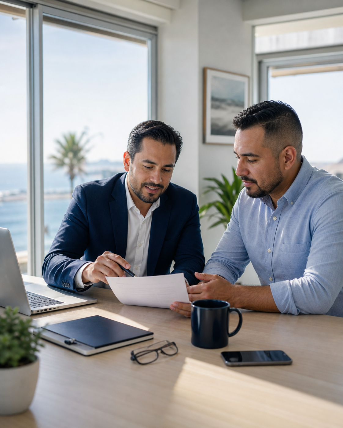 Asesor financiero acompañando a un cliente